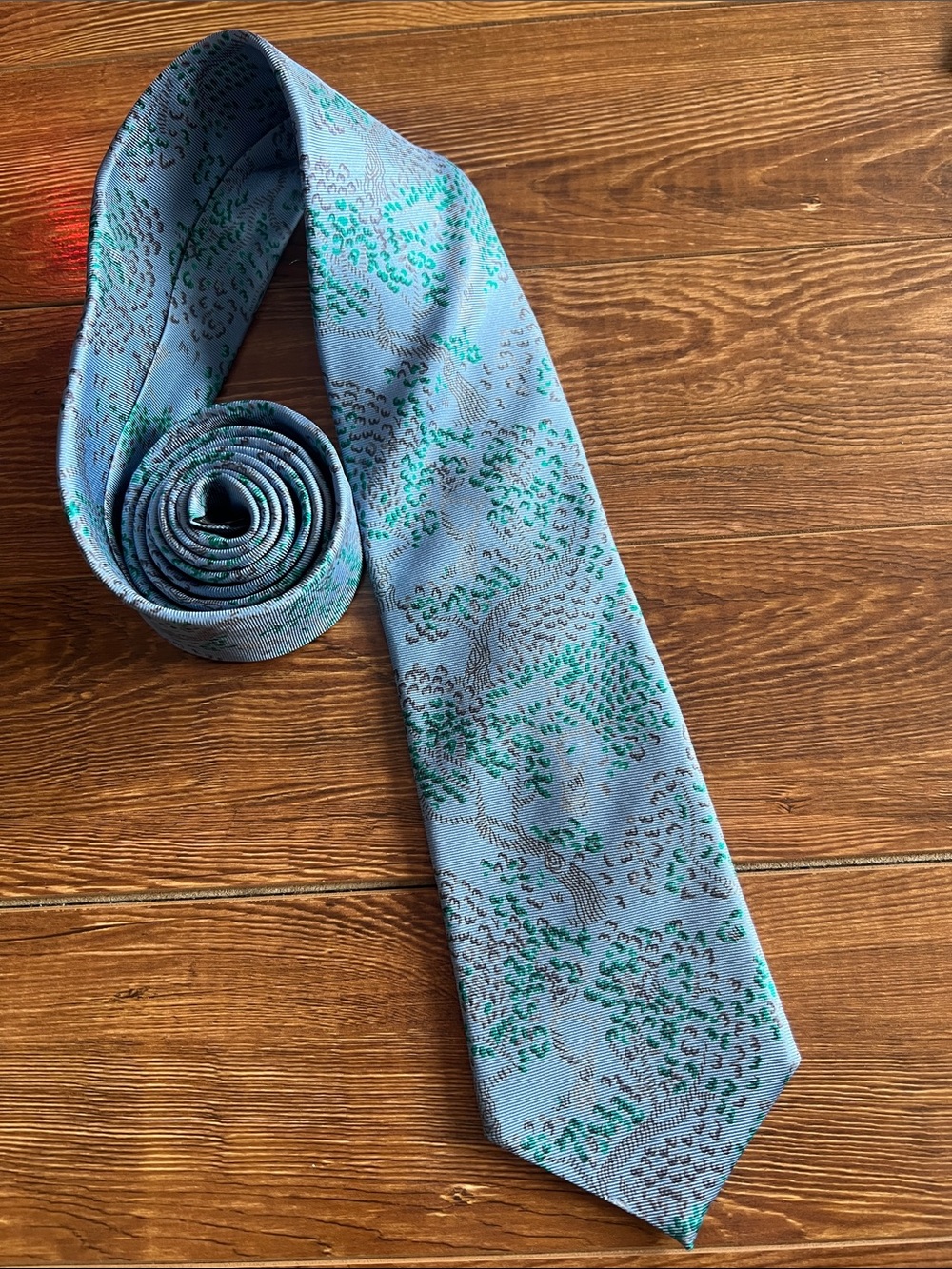 Givenchy Teal and Navy Micro-Pattern 100% Silk Tie - Picture 3 of 6